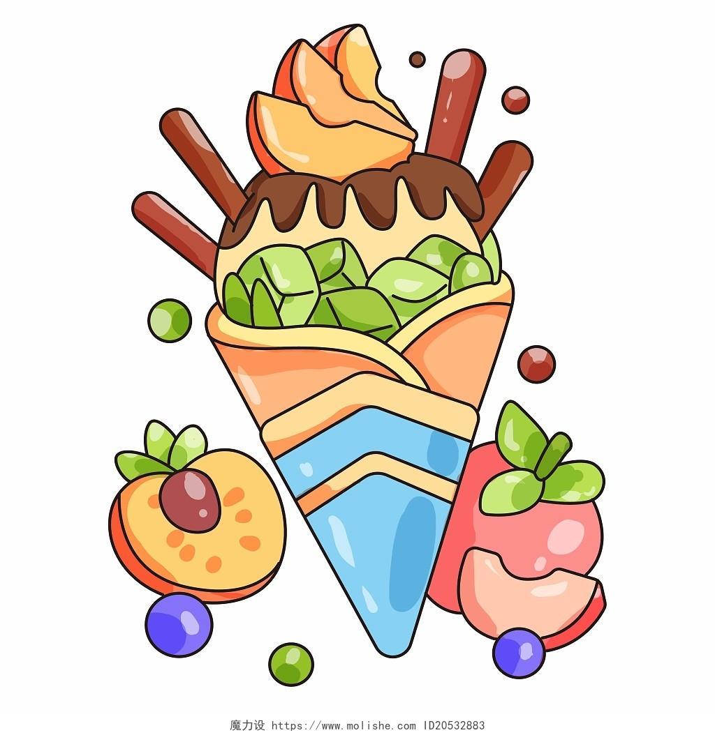 夏天卡通可爱食物甜品素材插画png